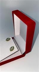 Emerald Gold-Diamond & Stone Earrings 12 Diamonds .36 Carat T.W.